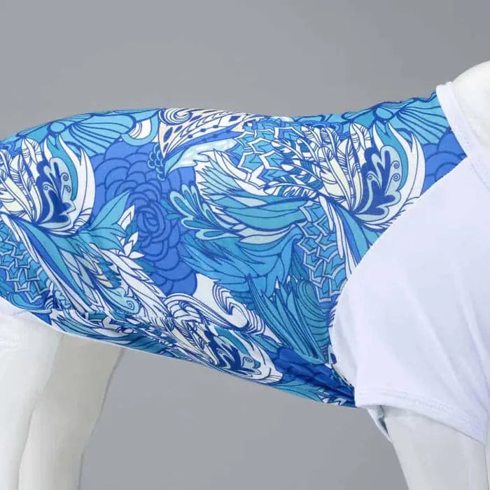 Lindo Blue Flowers Dog T-Shirt Lightweight Pet Apparel