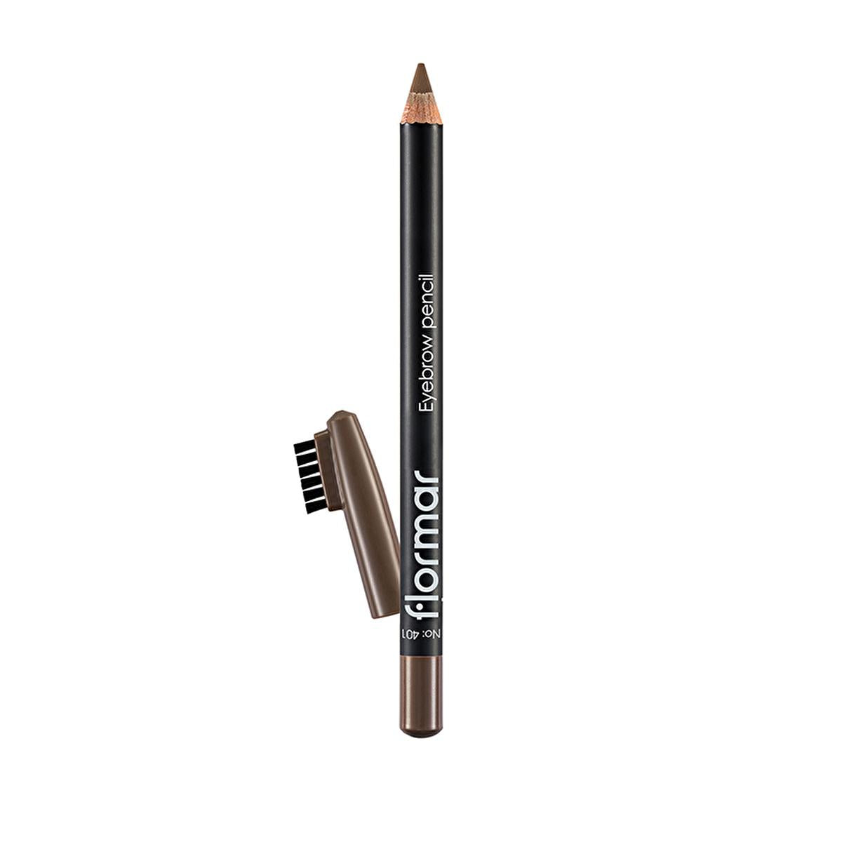 Flormar Eyebrow Pencil with Soft Tip and Built-in Brush - 401 Beige, Natural Eyebrow Makeup Flormar Eyebrow Pencil - Natural Eyebrow Makeup eyebrow pencil, Flormar, natural eyebrow makeup, long-lasting makeup, eyebrow brush, cosmetic, makeup, beauty, brow care, brow styling, 401 Beige