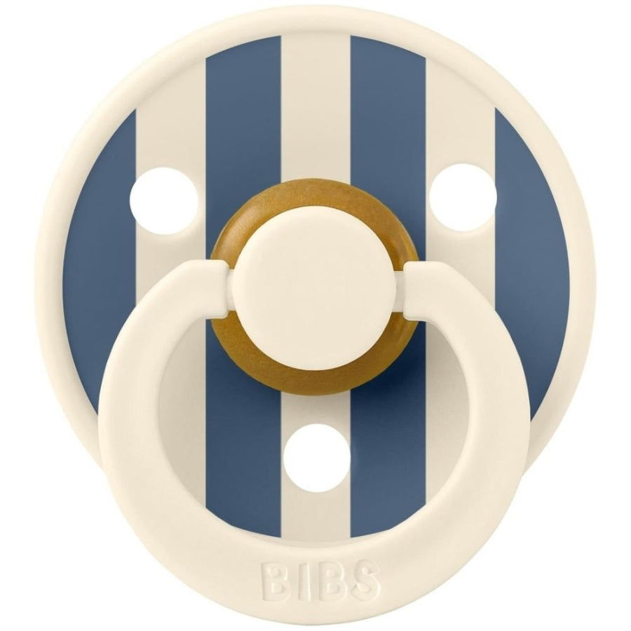 Bibs Studio Colour Block Rubber Pacifier 6+ Months Ivory & Steel Blue