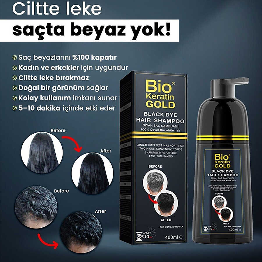 Bio Gold Black Hair Shampoo Color Coverage 400ml