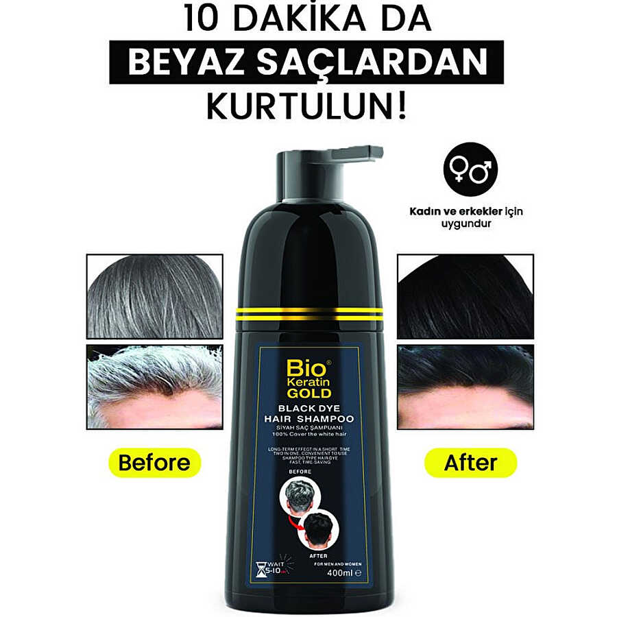 Bio Gold Black Hair Shampoo Color Coverage 400ml