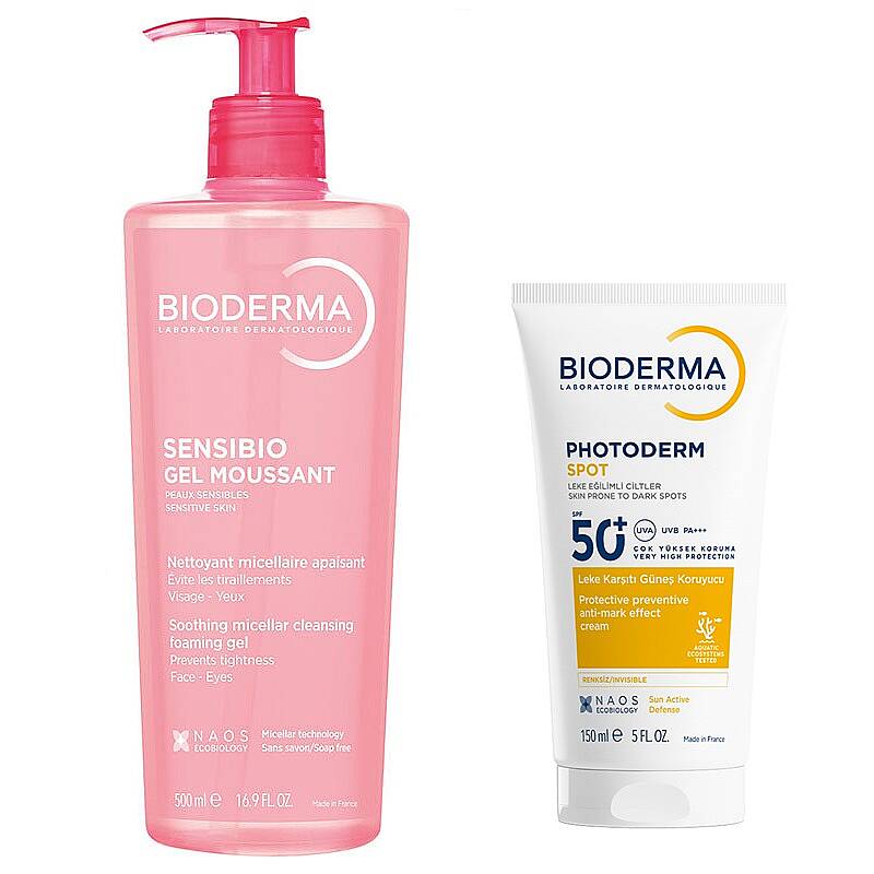 Bioderma Photoderm Spot SPF50+ and Sensibio Foaming Gel Set 650ml