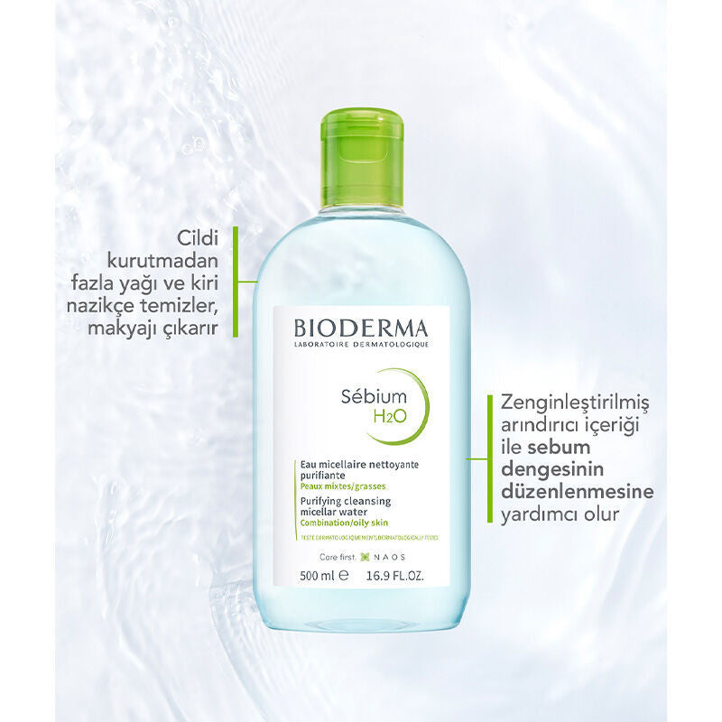 Bioderma Sebium H2O Micellar Water Purifying Cleanser 500 ml