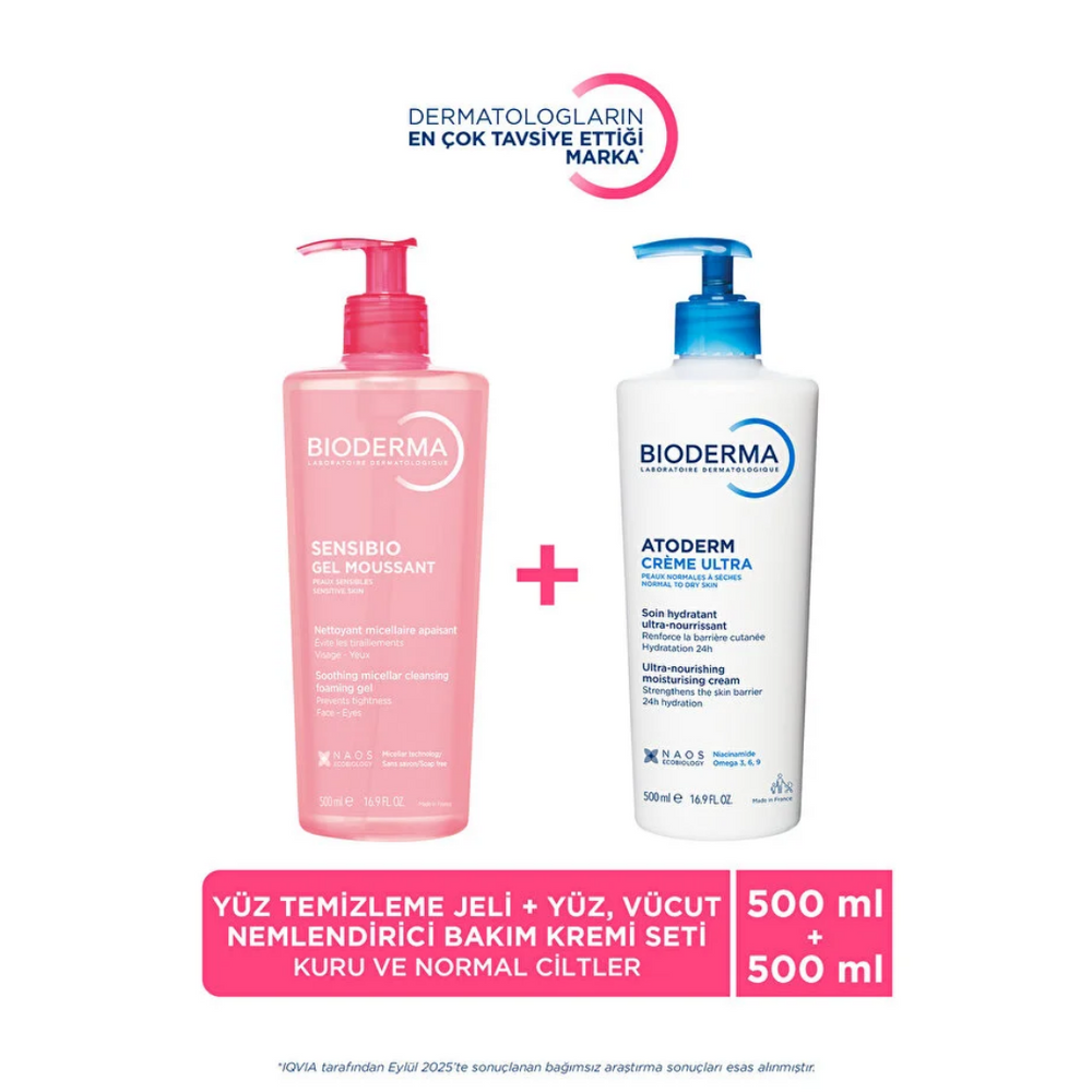 Bioderma Sensibio Foaming Gel & Atoderm Cream Duo Set 500ml