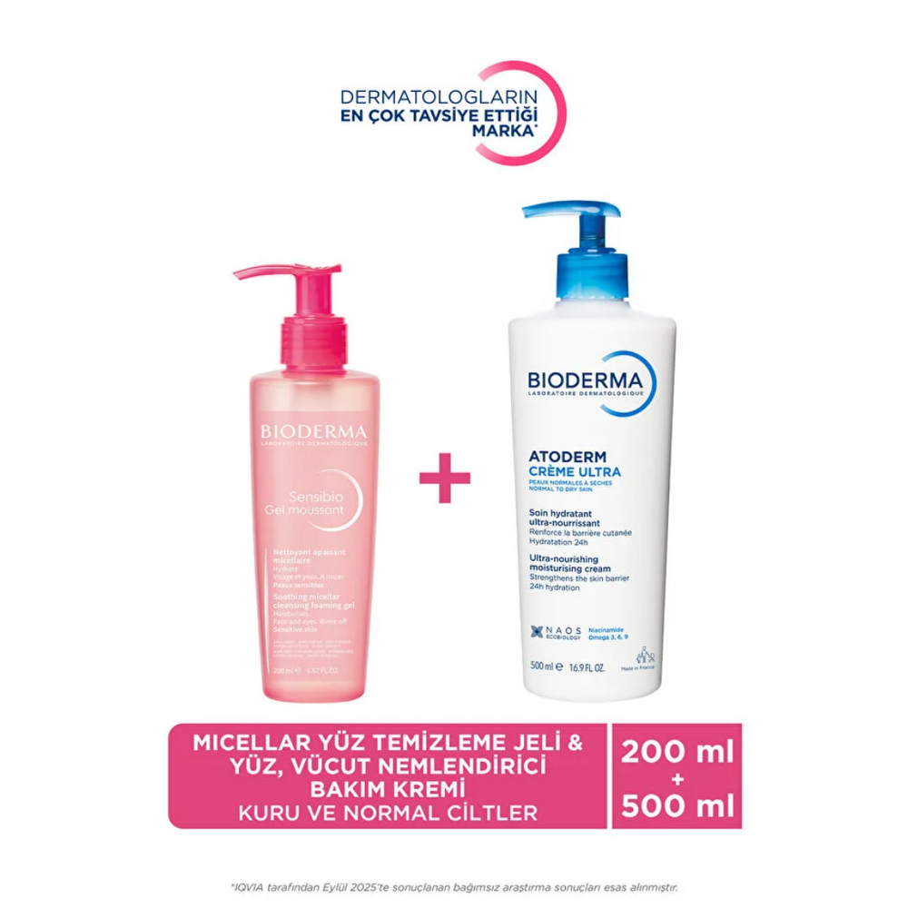 Bioderma Sensibio Gel & Atoderm Cream Hydrating Set 200ml + 500ml