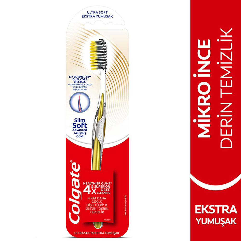 Colgate Advanced Charcoal Toothbrush - Extra Soft Bristles for Gentle Deep Cleaning - Toothpaste