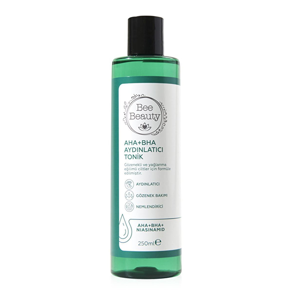 Bee Beauty AHA BHA Exfoliating Facial Toner | Pore Cleansing, Skin Brightening, & Oil Control with Niacinamide Bee Beauty AHA BHA Toner: Exfoliate, Brighten & Clear Skin AHA BHA toner, exfoliating toner, pore cleansing toner, skin brightening toner, toner for oily skin, Niacinamide toner, facial toner, acne toner, blackhead removal toner, skin texture improvement, AHA toner, BHA toner, oily skin, combination skin, exfoliation, brightening, cleansing, skincare, beauty, cosmetic, blackheads, whiteheads, hyper