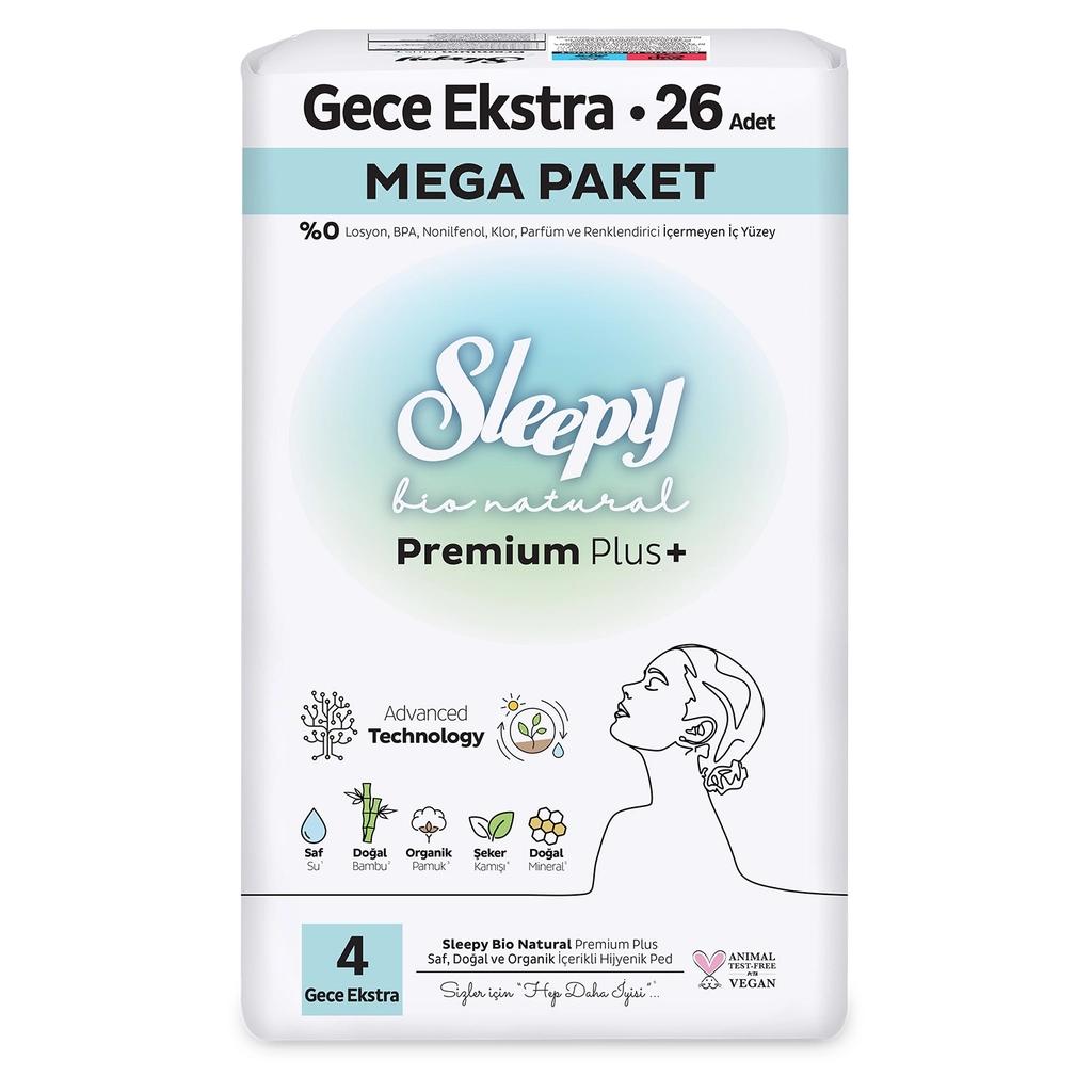 Sleepy Bio Natural Premium Plus Night Pads Size 4 26 Count