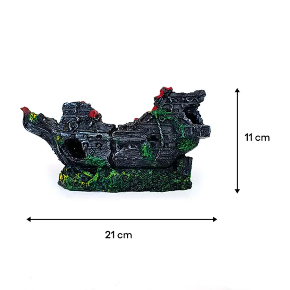 Bonisa Sunken Ship Aquarium Decor Realistic Underwater Theme 21cm