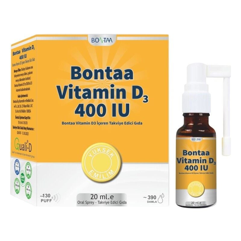 Bontaa Vitamin D3 400 IU Oral Spray for Daily Support 20 ml