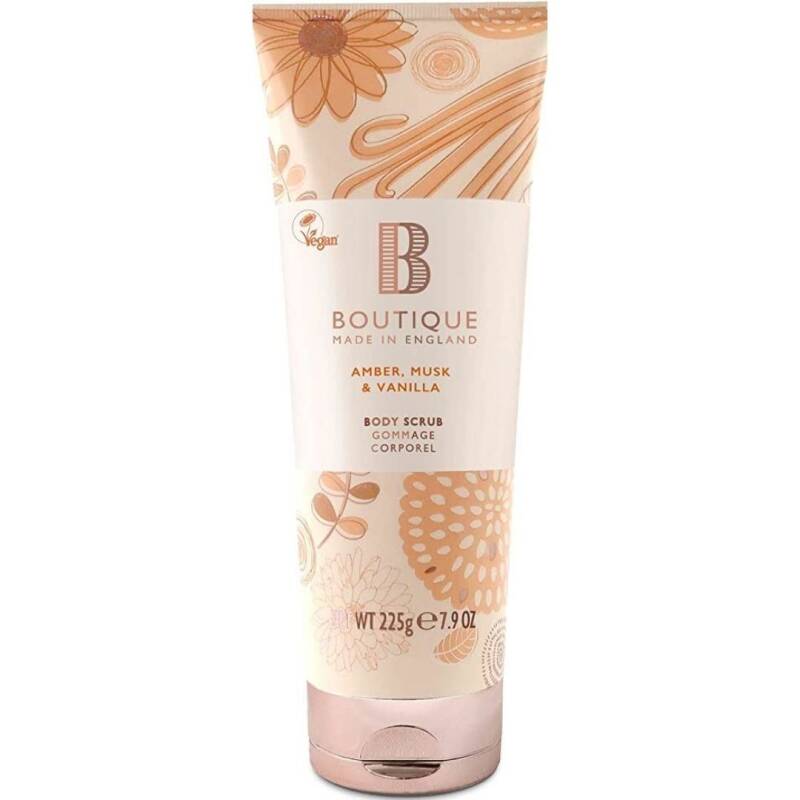 Boutique Amber Musk &amp; Vanilla Body Scrub for Smooth Skin 225g