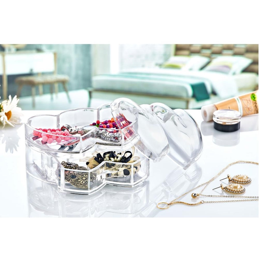 Box Up Heart Lid Jewelry Box Clear Organizer 10.5x15.5x10cm