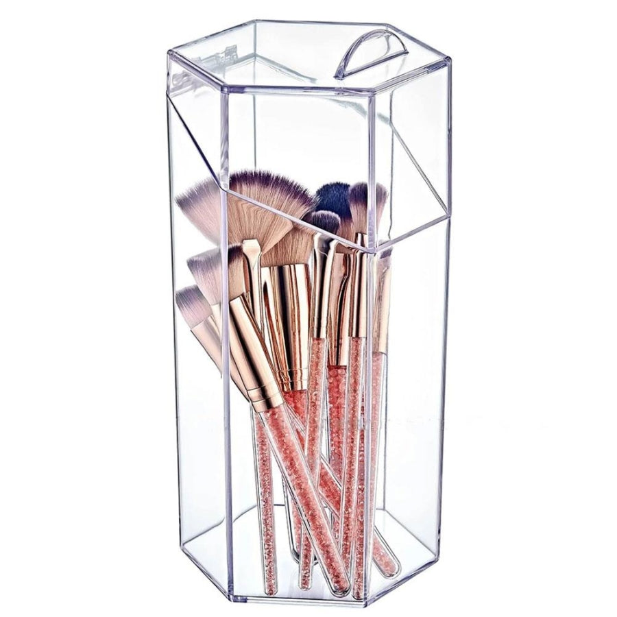 Box Up Covered Makeup Brush Organizer Clear Storage 21x11cm