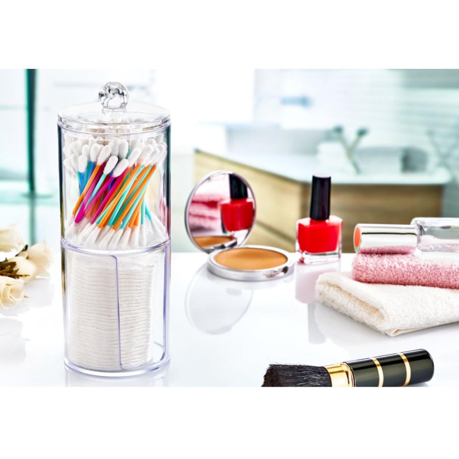 Box Up Clear Double Tier Cotton Pad and Swab Holder 19cm