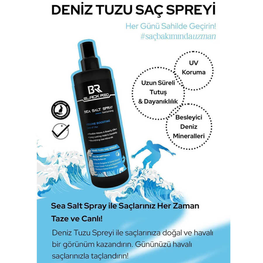 Black Red Sea Salt Spray for Natural Volume and Hold 200 ml