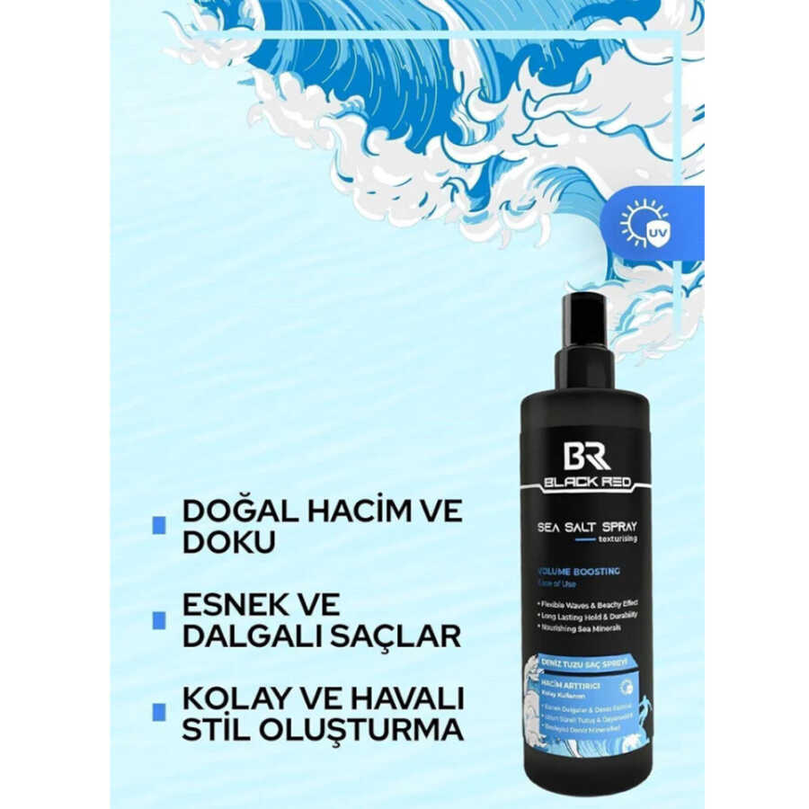 Black Red Sea Salt Spray for Natural Volume and Hold 200 ml