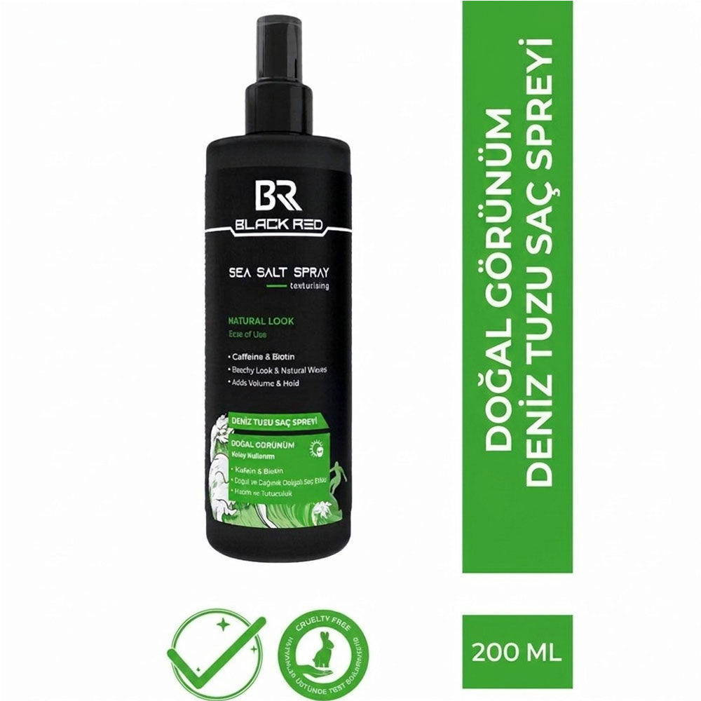 Black Red Sea Salt Hair Spray Natural 200 ML for Beach Waves