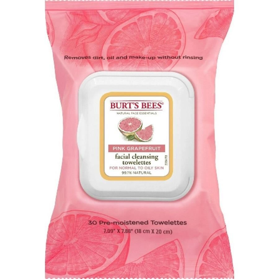 Burt's Bees Pink Grapefruit Facial Cleansing Towelettes 30 Count