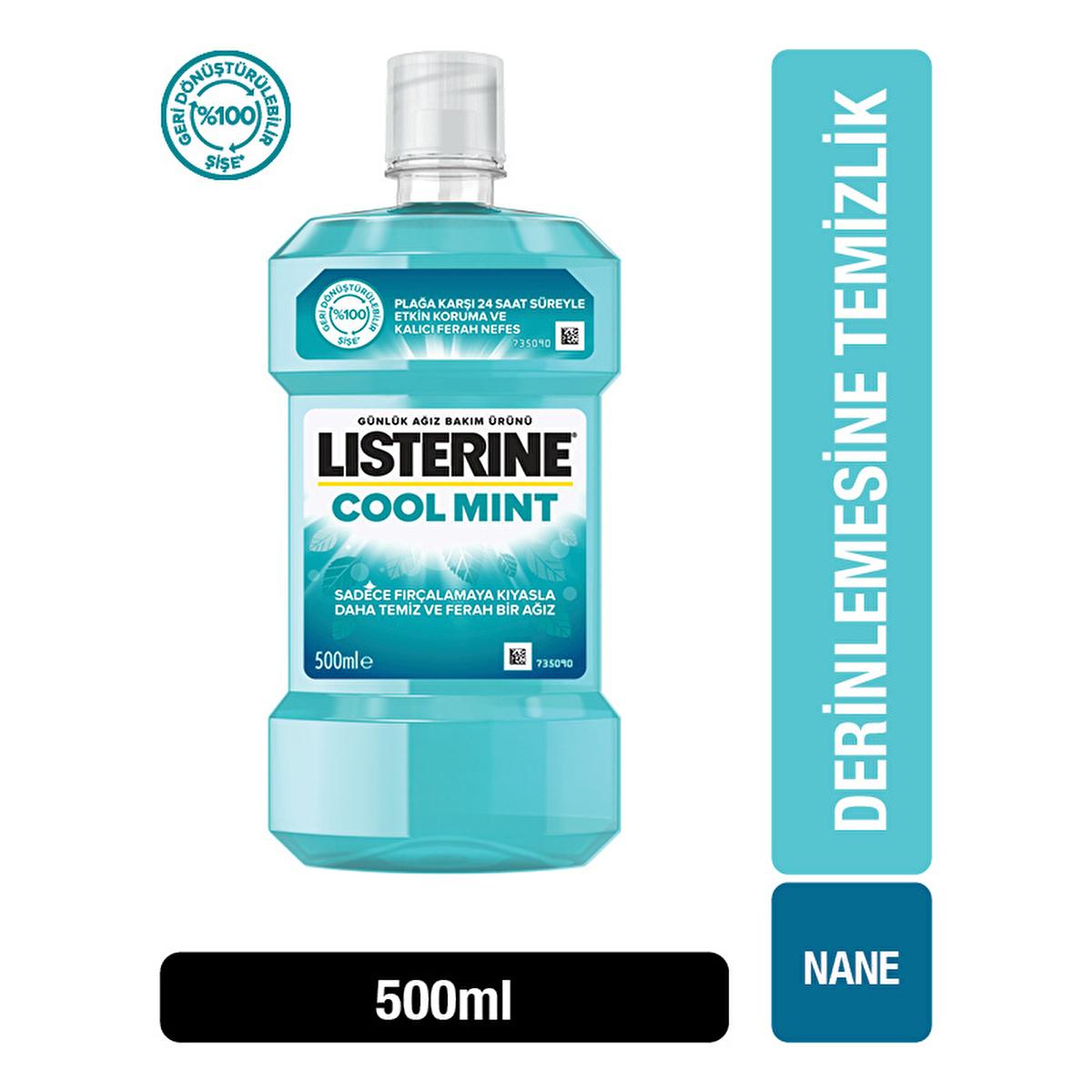 listerine-cool-mint-mouthwash-500ml-bottle, listerine-cool-mint-mouthwash-open-top Listerine Cool Mint Mouthwash - Reduces Plaque & Freshens Breath | 16.9 fl. oz. Listerine Cool Mint Mouthwash - 24 Hour Protection listerine, mouthwash, cool-mint, oral-care, plaque-reduction, fresh-breath, daily-use, mint-flavor, 500ml, ai-generated