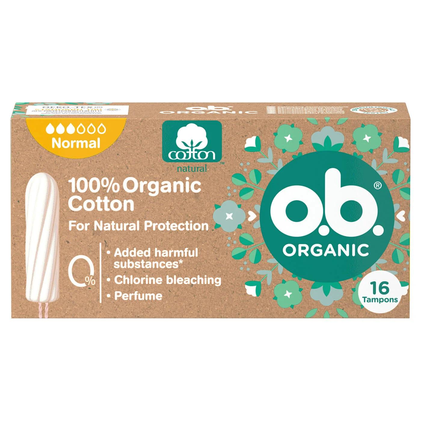 o.b. Organic Normal Tampons for Reliable Protection 16 Count