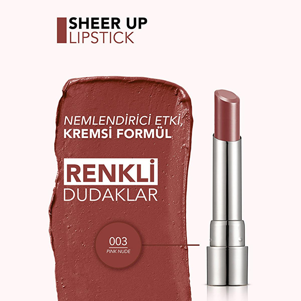 Flormar Sheer Up Moisturizing Lipstick - Pinky Nude: Natural Color, Glossy Finish, Hydrating Lip Color Flormar Sheer Lipstick: Natural Color & Moisturizing Lip Color sheer lipstick, moisturizing lipstick, natural lipstick, glossy lipstick, semi-transparent lipstick, nude pink lipstick, everyday lipstick, hydrating lip color, lipstick, lip color, moisturizing lip color, hydrating lipstick, natural makeup, light lipstick, creamy lipstick, pinky nude, lip care, beauty, cosmetics, makeup, gifts for her, dry lip