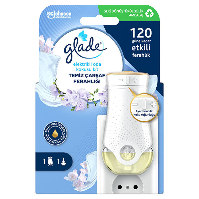Glade Electric Room Fragrance Kit Clean Sheets 20ml | Long Lasting - Air Freshener