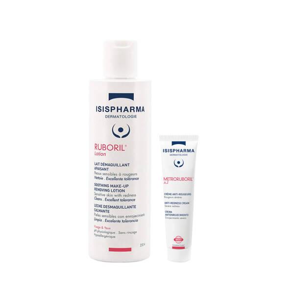 Isis Pharma Skincare Set - Hypoallergenic Cleansing Lotion & Anti-Redness Cream for Sensitive Skin - Makeup Remover