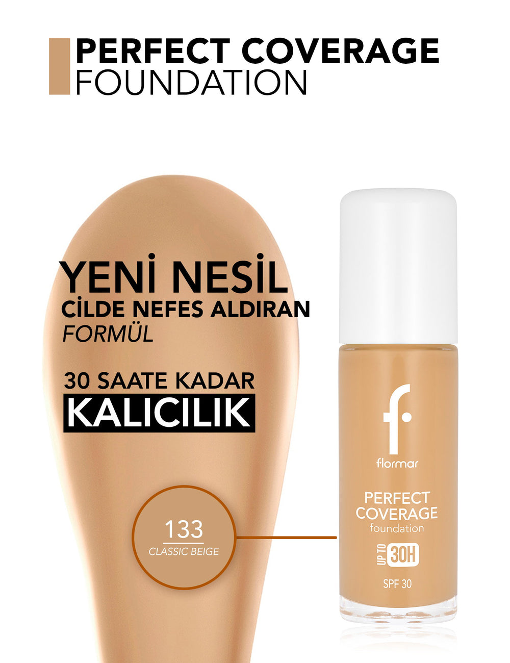 Flormar Perfect Coverage High Pigment Foundation SPF 30 30ml