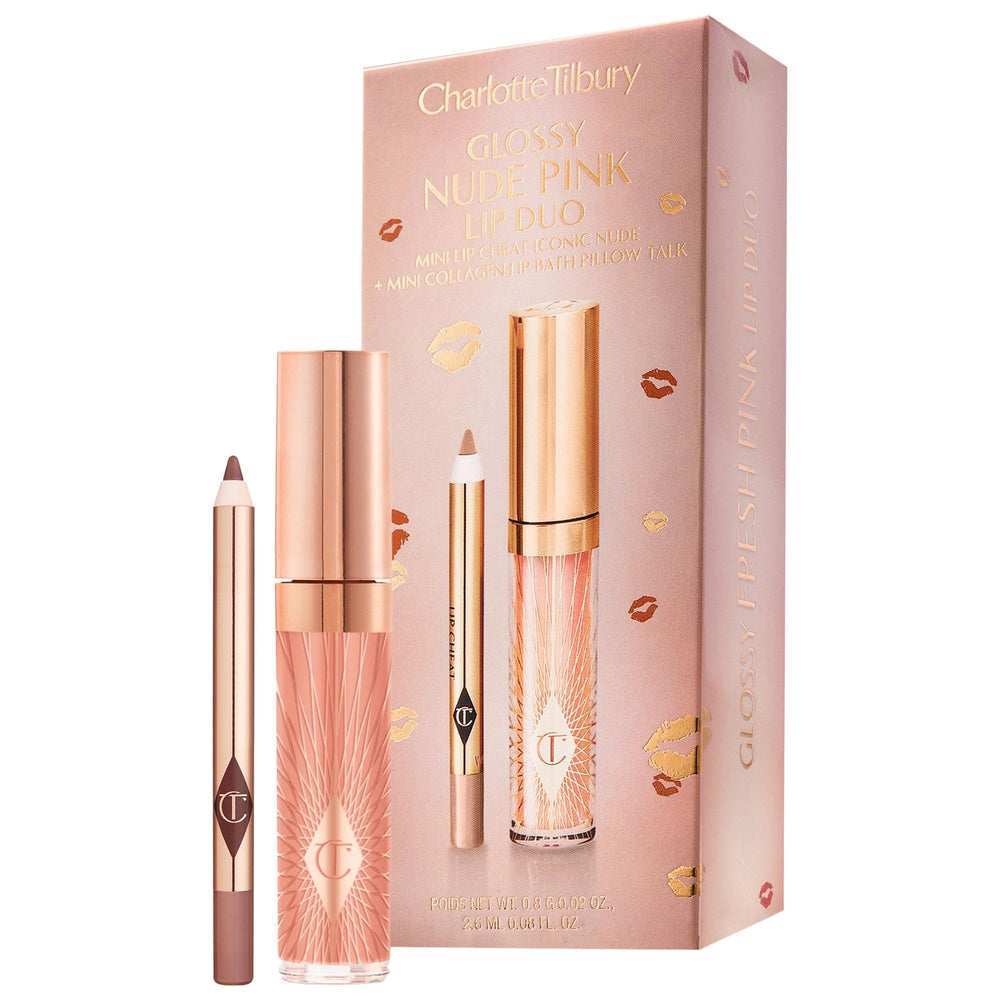 Charlotte Tilbury: Mini Lip Gloss Lip Liner Set - Collagen Lip Bath Gloss, High Shine, Fuller Lips Makeup, Travel Size Charlotte Tilbury Mini Lip Gloss Lip Liner Set - Fuller Lips, Shine lip gloss lip liner set, mini lip gloss set, collagen lip gloss, lip contouring kit, high shine lip gloss, cruelty-free lip makeup, fuller lips makeup, travel size lip gloss, lip gloss, lip liner, lip set, makeup, cosmetics, beauty, lip contouring, high shine, cruelty-free, travel size, mini size, collagen, lip plumper, lip