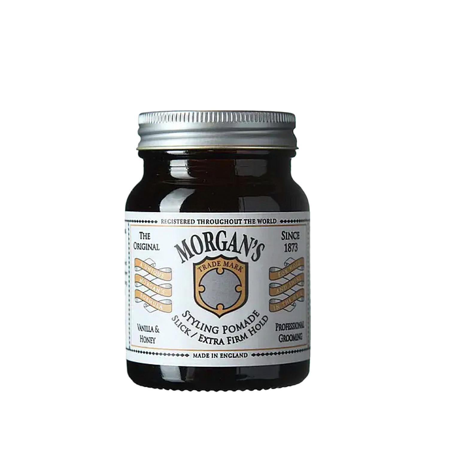 Morgan's Extra Firm Hold Hair Styling Pomade with Vanilla & Honey Scent - 100g Morgan's Extra Firm Hold Pomade - Vanilla & Honey Scent Hair Styling Pomade, Extra Firm Hold Pomade, Vanilla and Honey Scented Pomade, Morgan's Pomade, White Label Hair Products, Hair Care, Styling Products, Men's Grooming, Fragranced Hair Products, Long-Lasting Hold, Styling for Men, Hair Styling Solutions