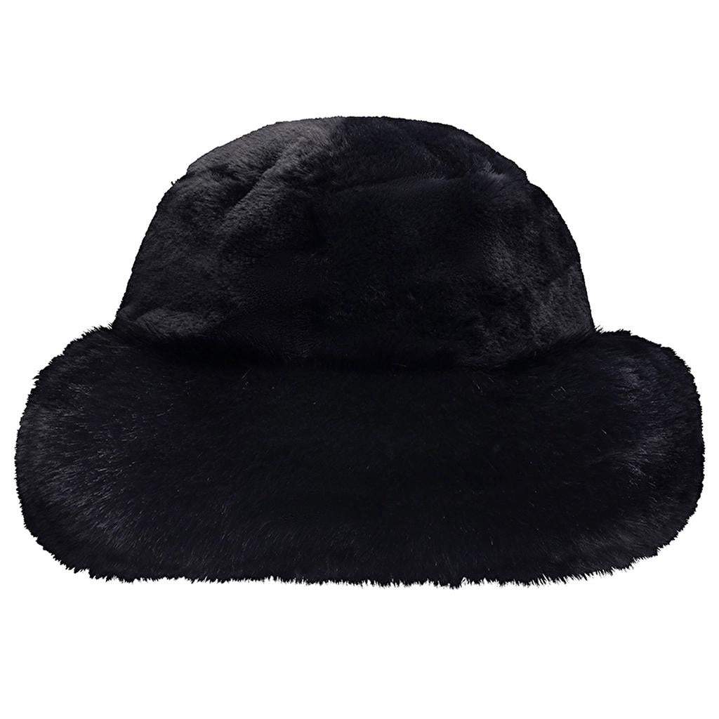 Eklips Black Plush Bucket Hat for Cozy Winter Style