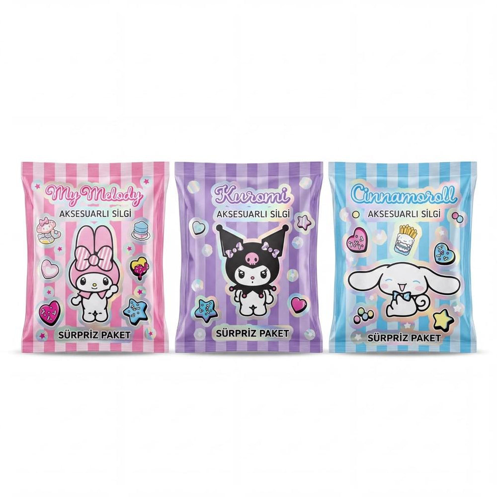 Kuromi & My Melody & Cinnamoroll Surprise Eraser Accessory Pack (Assorted)