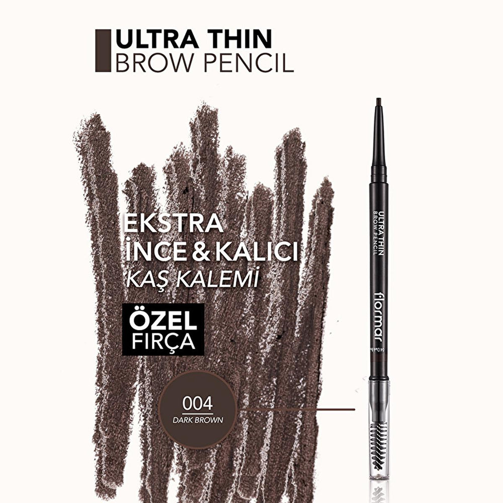 Flormar Ultra Thin Eyebrow Pencil - Waterproof, High Pigment, Built-in Brush for Natural Look - view 6