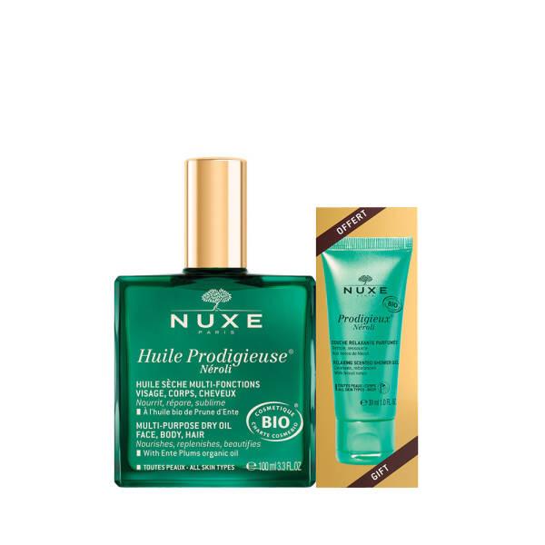 Nuxe Huile Prodigieuse Neroli Gift Set - Multi-Purpose Dry Oil & Shower Gel for Face, Body & Hair - Nourishing Skincare with Orange Blossom Fragrance Nuxe Huile Prodigieuse Neroli Gift Set - Dry Oil & Shower Gel Nuxe Huile Prodigieuse Neroli, Nuxe gift set, dry oil and shower gel, multi-purpose skincare, nourishing skincare products, orange blossom fragrance, skincare routine, haircare, natural ingredients, luxurious skincare, travel-sized products, gift ideas