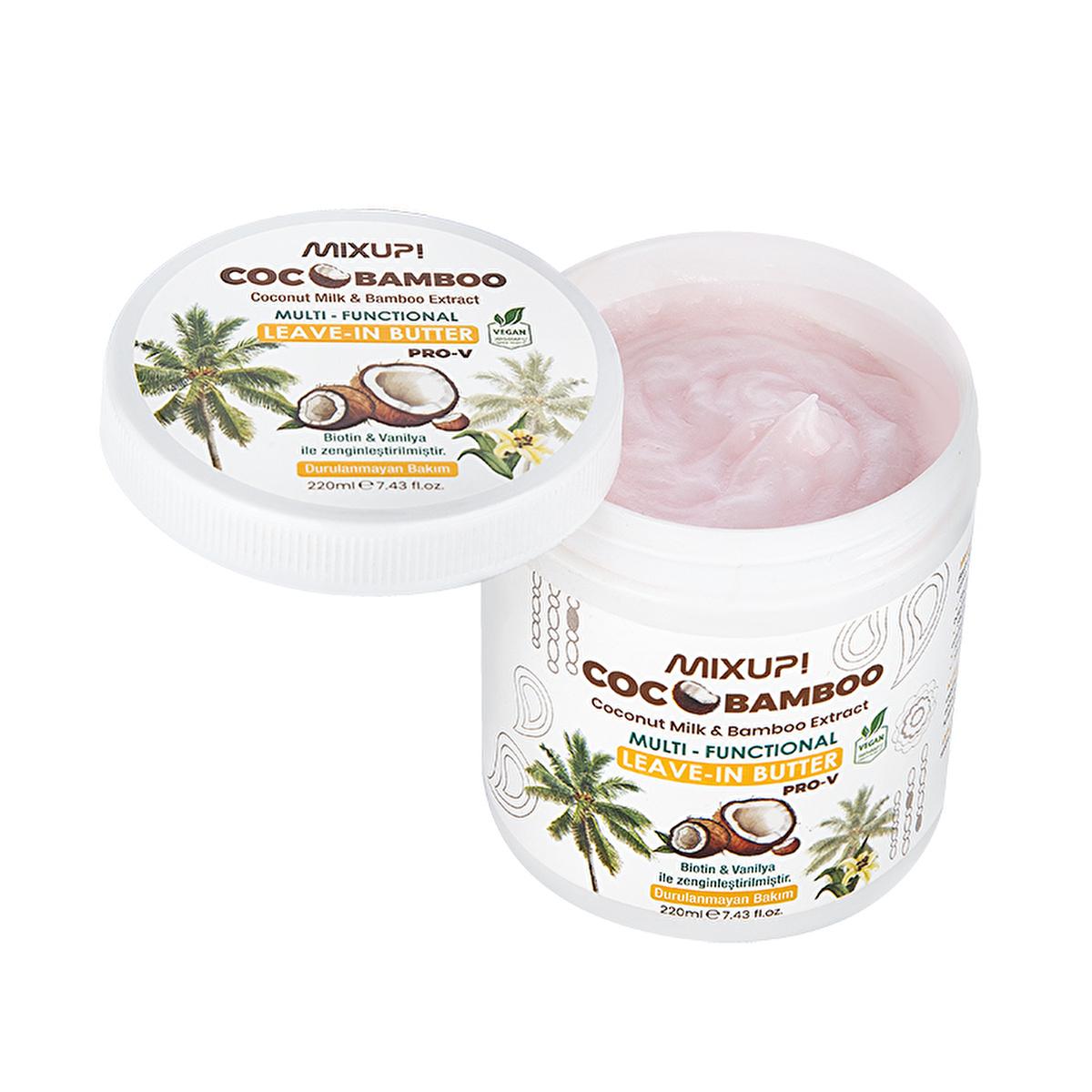 mixup coco bamboo butter daily hair care, coconut oil and bamboo extract hair butter Mixup! CocoBamboo Butter - Daily Hair Care for All Hair Types | 220 ml CocoBamboo Butter - Daily Hair Care for All Hair Types cocobamboo, hair-care, mixup, daily-use, hydrating-butter, split-end-prevention, strengthening, all-hair-types, biotin, ai-generated