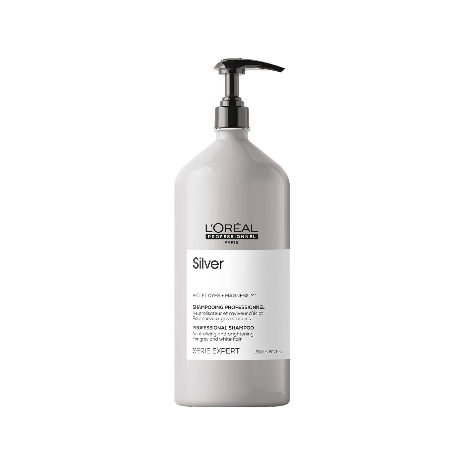 L'Oreal Professionnel Paris Serie Expert Silver Purple Shampoo for Blonde Hair - 1500ml, Neutralizes Brassy Tones, Color-Correcting for Gray & White Hair L'Oreal Purple Shampoo for Blonde Hair - 1500ml purple shampoo, blonde hair care, color-correcting shampoo, L'Oreal Professionnel Paris, Serie Expert Silver, hair color maintenance, brassy tone neutralizer, professional hair care, large volume shampoo, 1500ml, gray hair care, white hair care