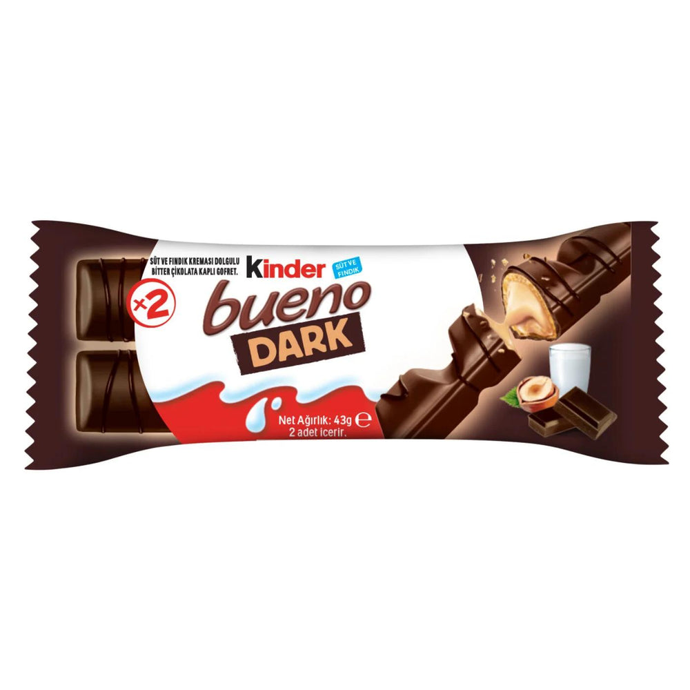 Kinder Bueno Dark Chocolate Wafer with Hazelnut Filling 44g