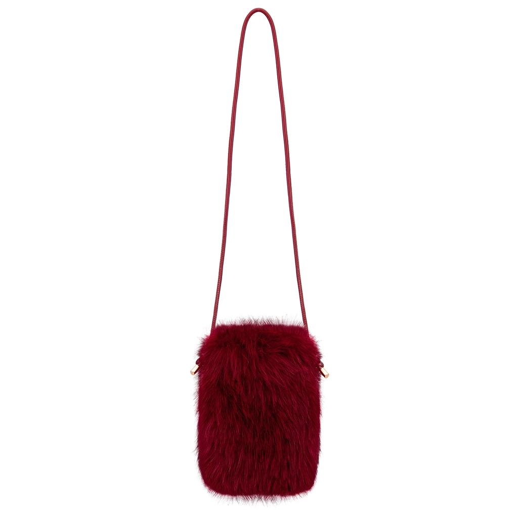 Eklips Burgundy Plush Phone Bag for Daily Use