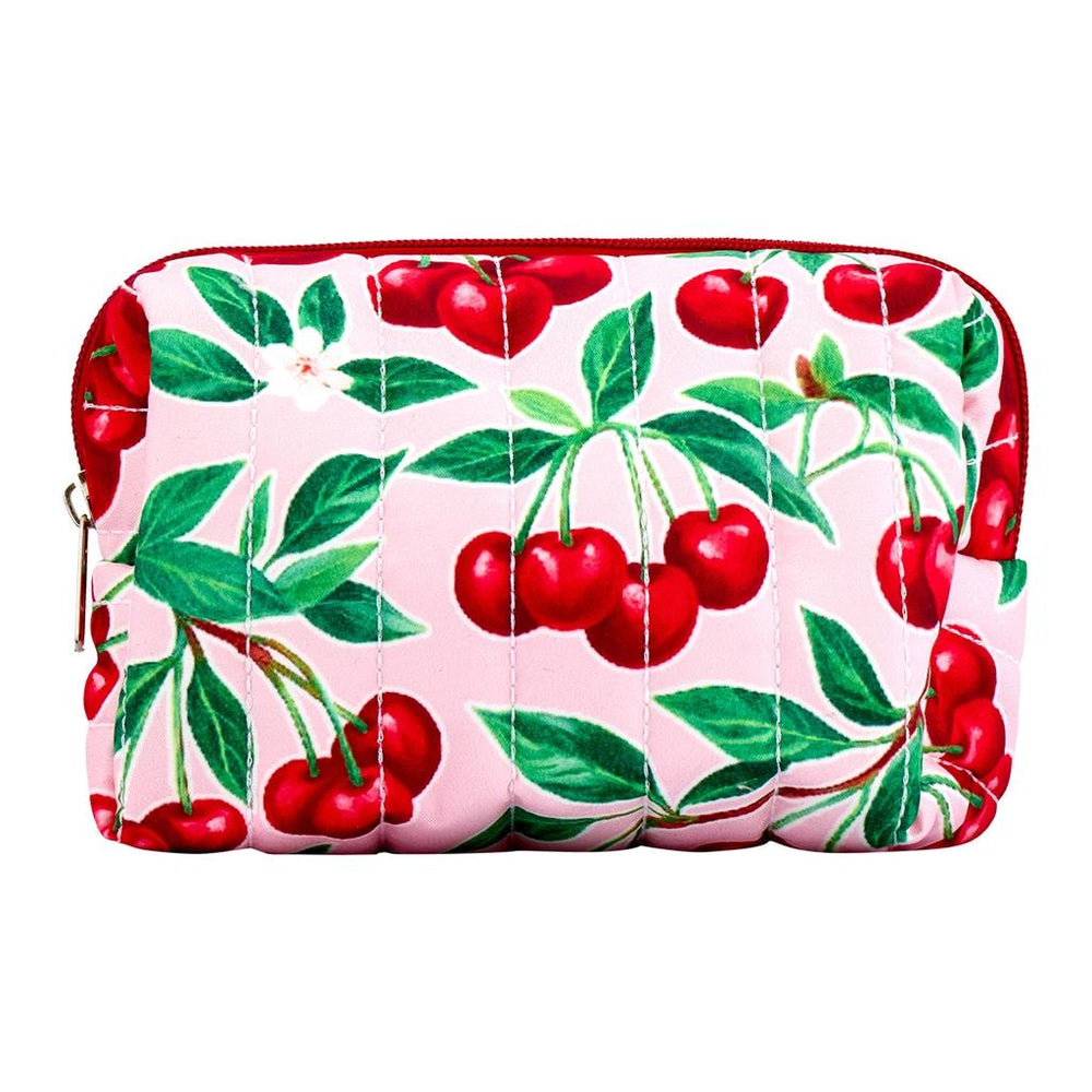 Eklips Cherry Quilted Makeup Bag for Travel and Storage