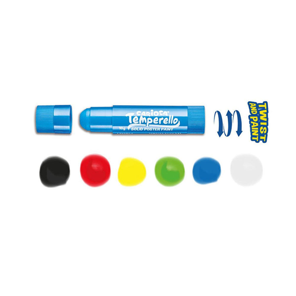 Carioca Temperello Stick Paints for Kids - 6 Washable Tempera Colors for Creative Fun - Toy