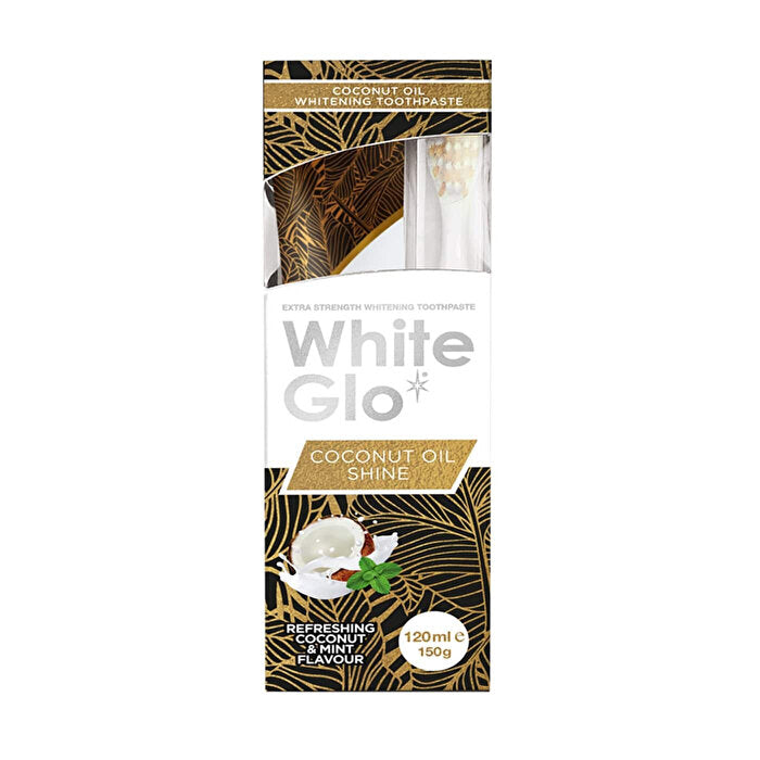 White Glo Coconut Oil Whitening Toothpaste 4oz - Natural Brightening | Fresh Mint Flavor