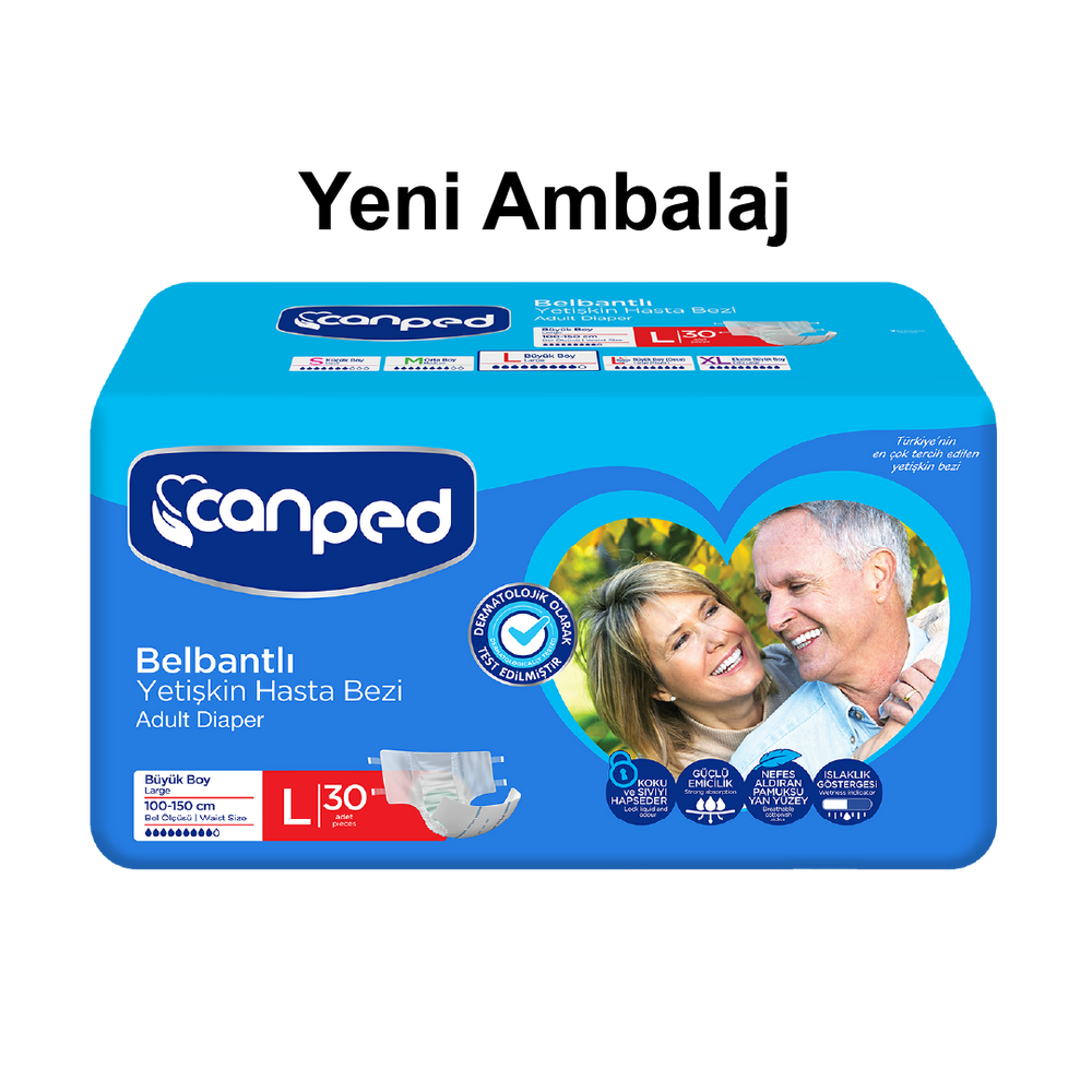 Canped Large Adult Diapers with Textile Surface 30 Count