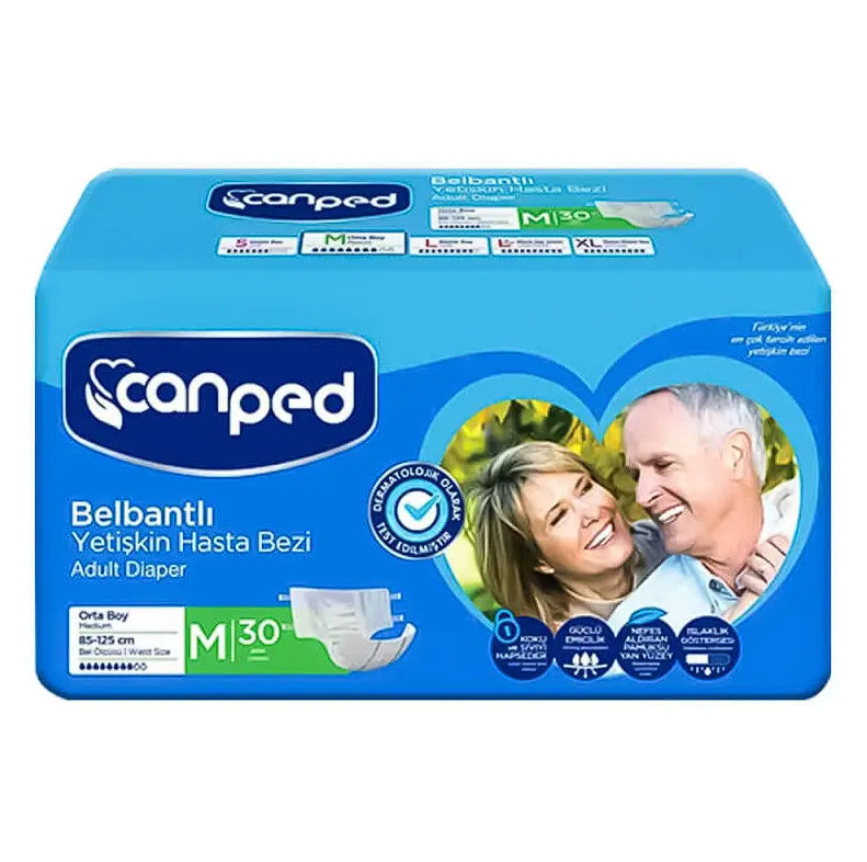Canped Textile Surface Belted Incontinence Briefs Medium 30 Count