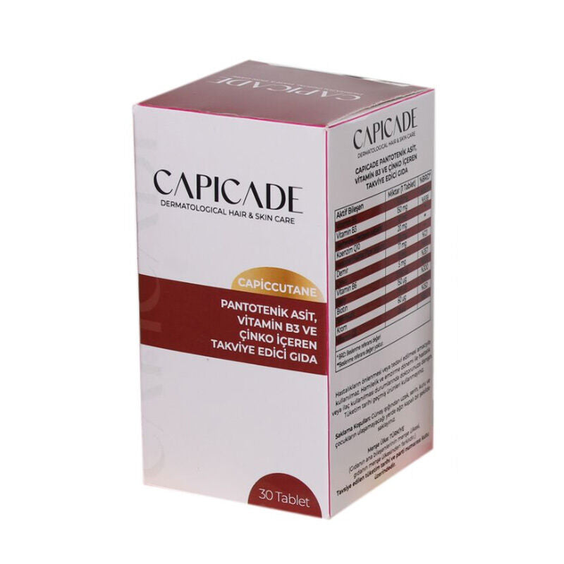 Capicade Capiccutane Pantothenic Acid Supplement with Zinc 30 Tablets