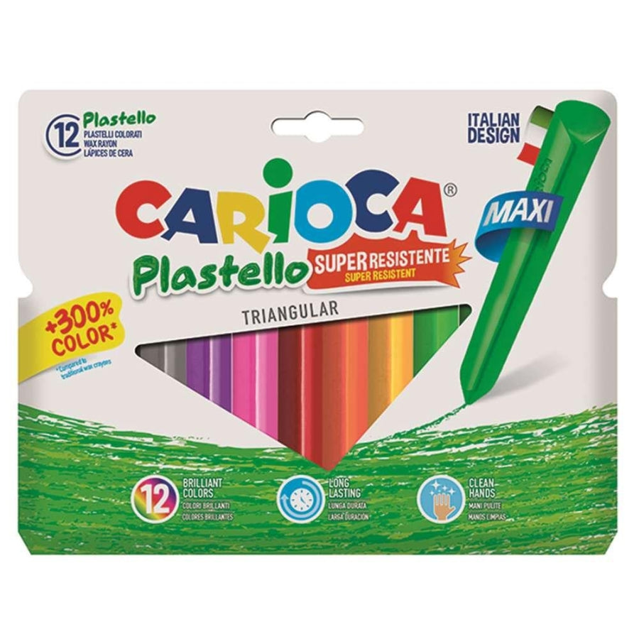 Carioca Jumbo Triangle Washable Mess-Free Pastel Crayons 12 Count