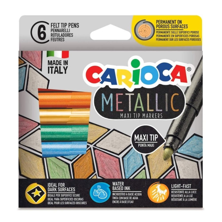 Carioca Metallic Jumbo Felt Tip Markers 6 Count