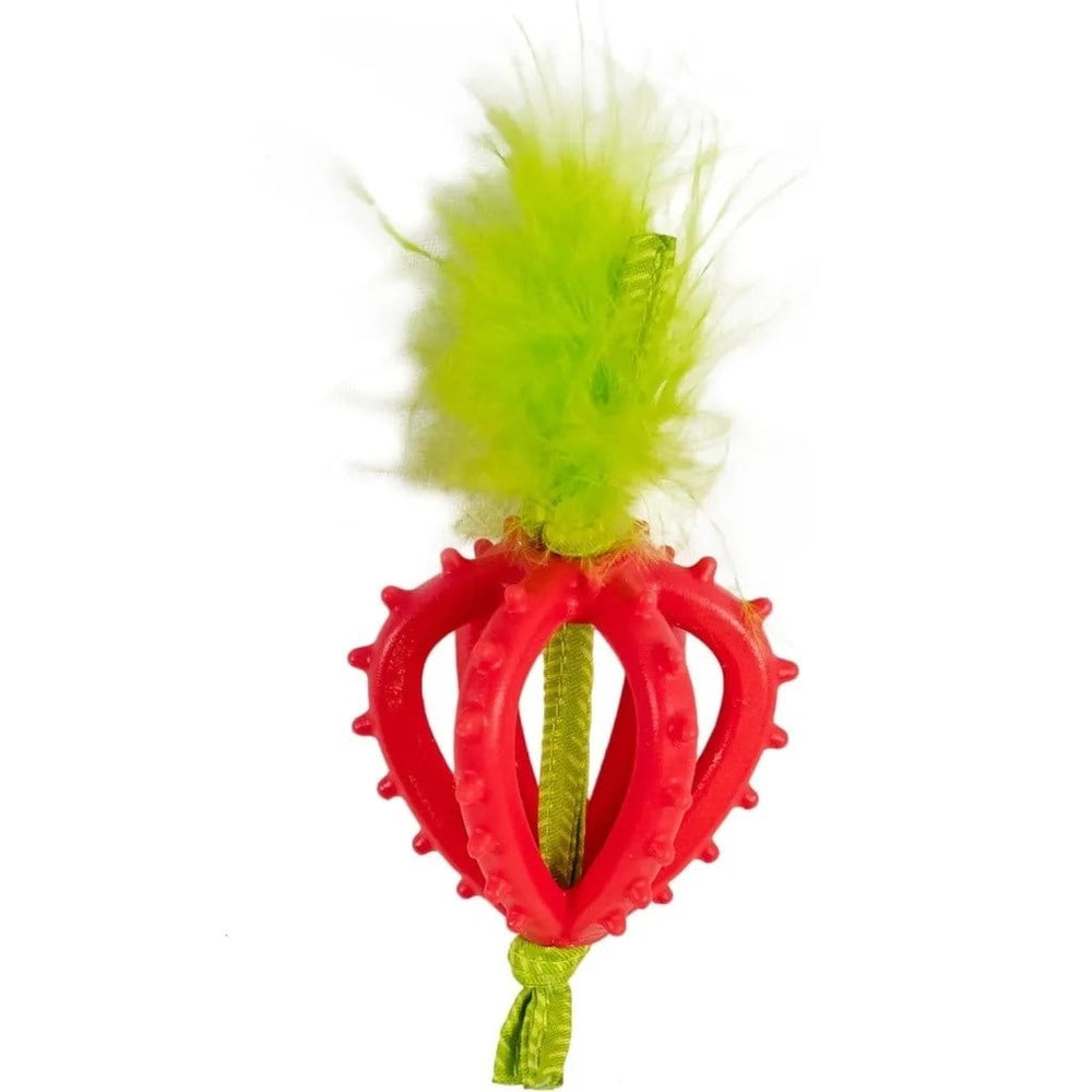 Petstages Strawberry Teether Cat Toy with Catnip Oil, 10 x 4.5 cm