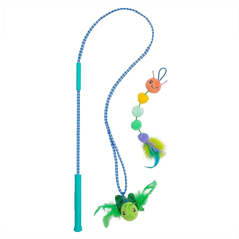 Petstages Tail Teaser Interactive Cat Wand with 2 Toys