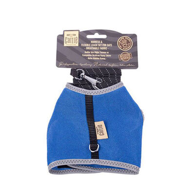 Cattie Air Mesh Cat Harness and Leash Set Royal Blue Large