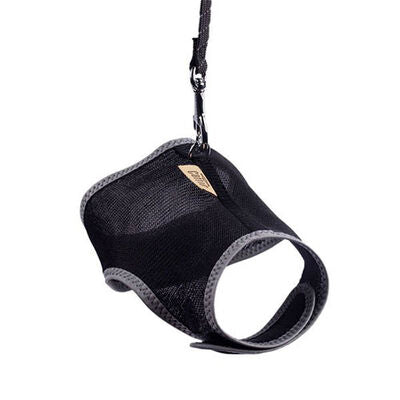 Cattie Air Mesh Cat Harness and Leash Set Large Black 30-40cm
